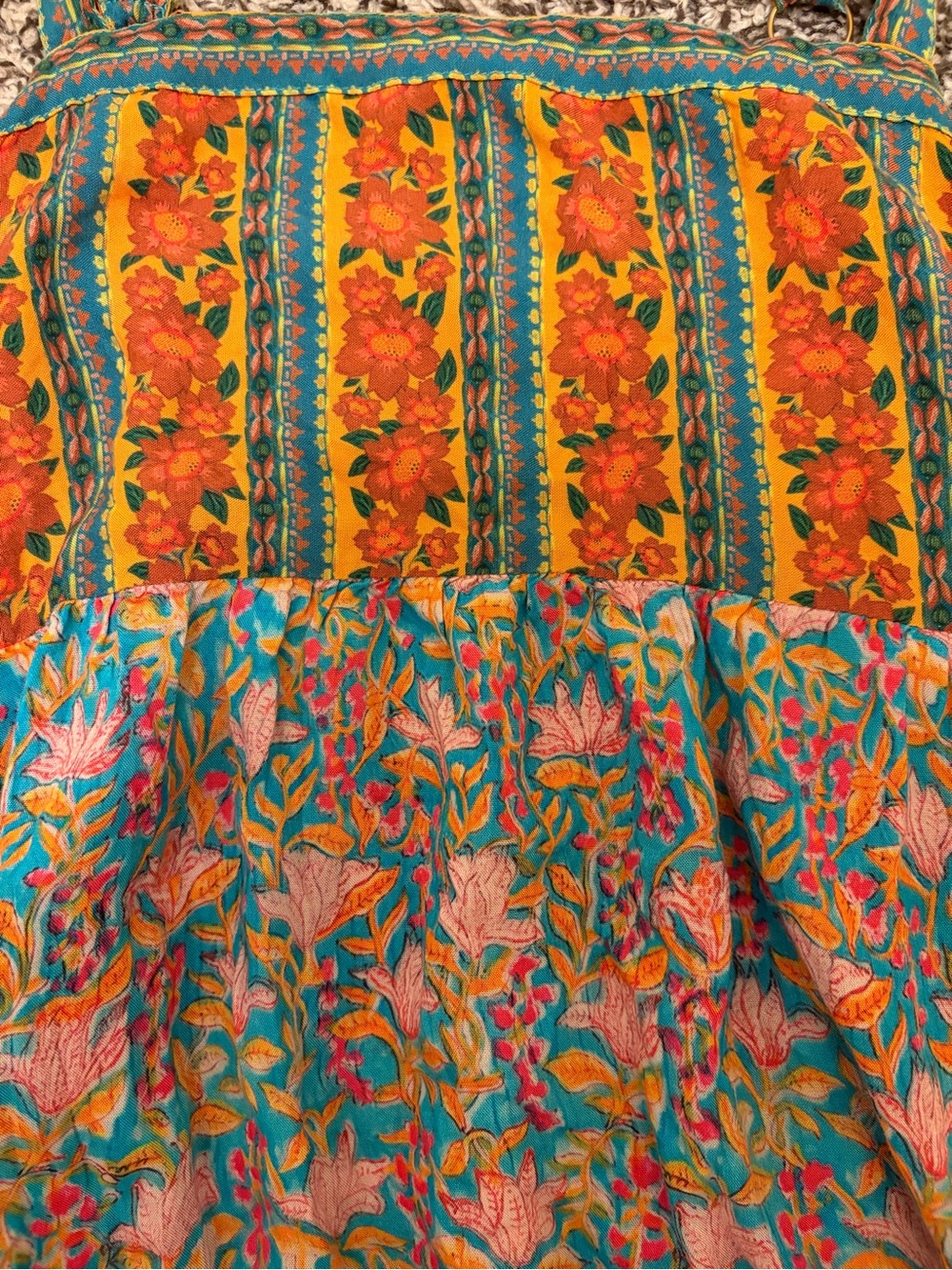 NATURAL LIFE Patti Side Slit Maxi Dress with Teal & Orange Accents - Picture 3 of 7
